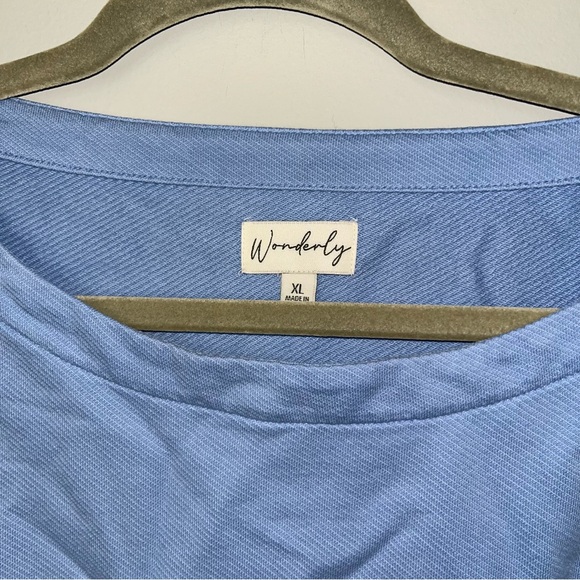 Wonderly Relaxed Blue Ruffle Sleeve Blouse - Picture 2 of 5